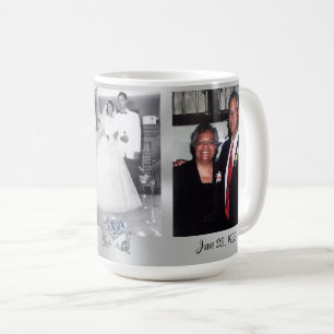 3 Photos and Your Text Diamond Anniversary Mugs