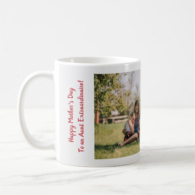 3 Photos Aunt Extraordinaire Cute Modern Chic BAE  Coffee Mug (Left)
