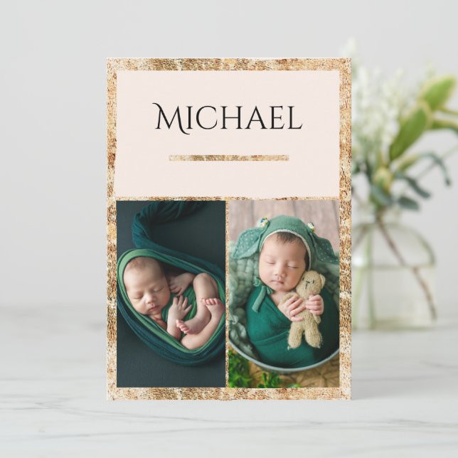 3 Photos Baby Birth Announcement (Standing Front)