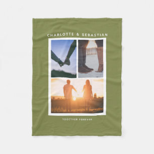3 photos collage personalised fleece blanket