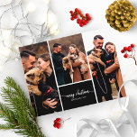 3 Photos Collage Stylish Merry Christmas Black Postcard<br><div class="desc">3 Photos Collage Stylish Merry Christmas Black Postcard</div>