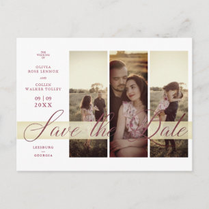 3 Photos Couple in Love Simple Elegant Script  Postcard