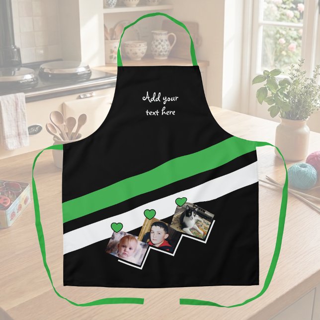 3 photos custom text black green apron (Creator Uploaded)
