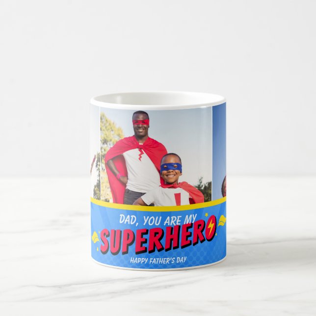 3 Photos Cute Comic Superhero Fathers Day Coffee M Coffee Mug (Center)