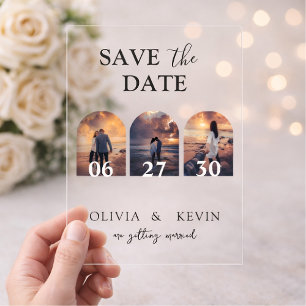 3 Photos Elegant Classic Wedding Acrylic Invitations