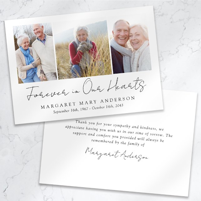 3 Photos Funeral Sympathy Thank You Card (Creator Uploaded)