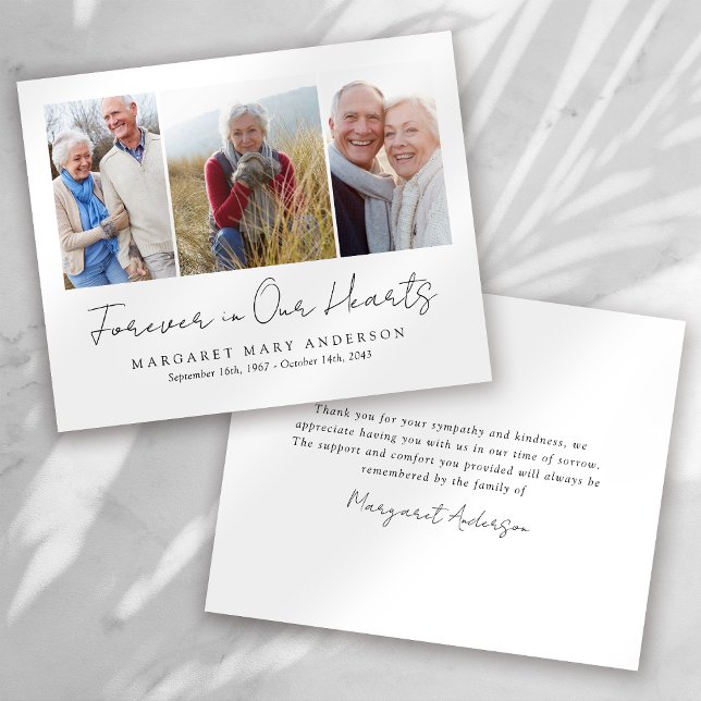 3 Photos Funeral Sympathy Thank You Card (Creator Uploaded)