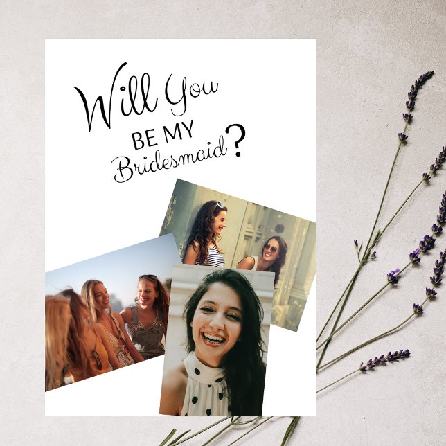 3 Photos Funny Bridesmaid Proposal Card Template (Creator Uploaded)