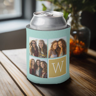 3 Photos - Instagram Photo Collage Custom Monogram Can Cooler