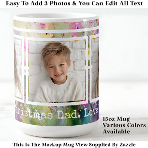 3 Photos, Long Message, Meadow Flowers Modern P31 Coffee Mug