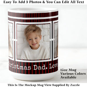 3 Photos, Long Message, Red Black Modern P31 Coffee Mug