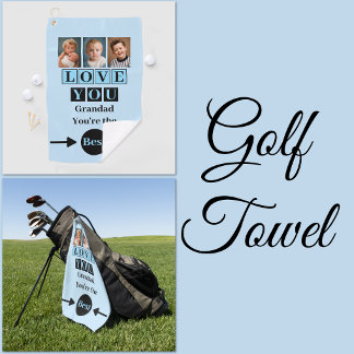 3 photos love you grandad blue golf towel