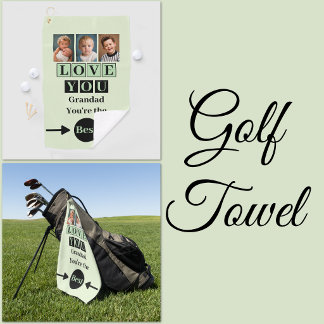 3 photos love you grandad green golf towel