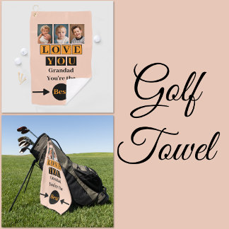 3 photos love you grandad orange golf towel