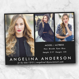 3 Photos Model Actor Comp Card Blk