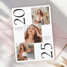 3 Photos Modern Graduation Announcement