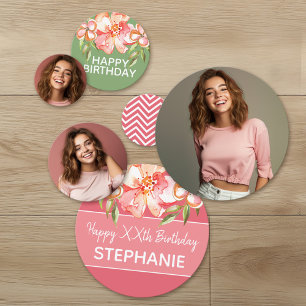 3 Photos Painted Flowers Happy Birthday Party Confetti
