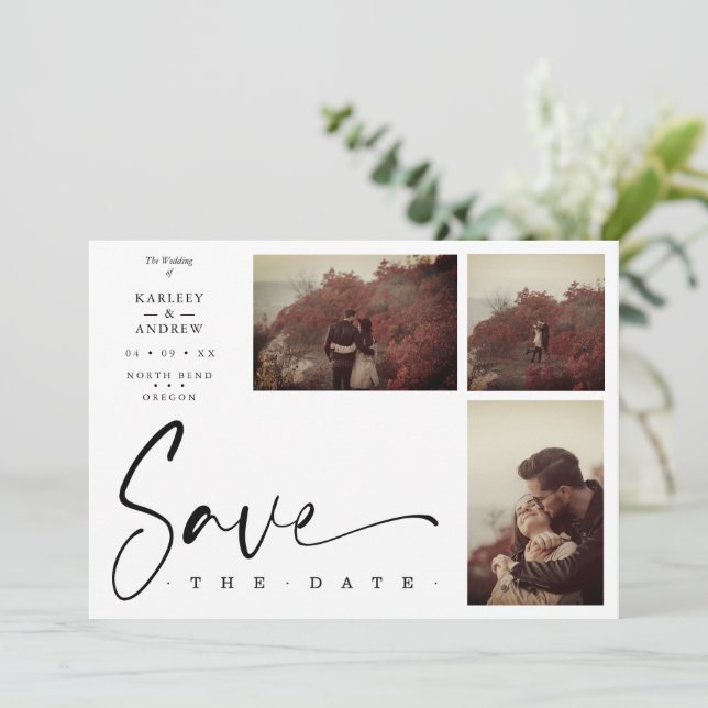 3 Photos White Chic Trendy Collage Wedding Covid19 (Standing Front)