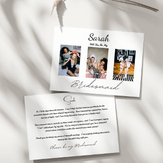 3 Photos Will You Be My Bridesmaid Proposal Invitation