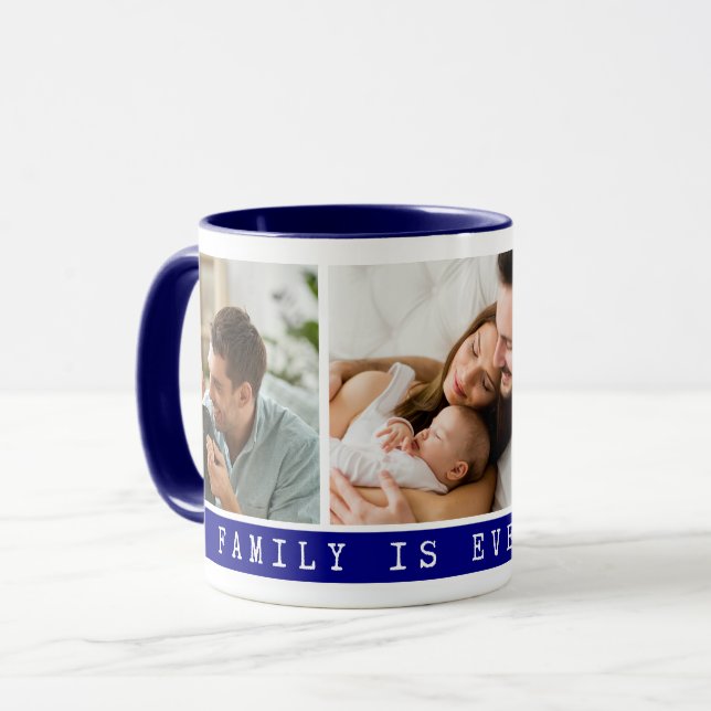 3 Picture Multi Photo Collage Family Quote  Blue Mug (Front Left)