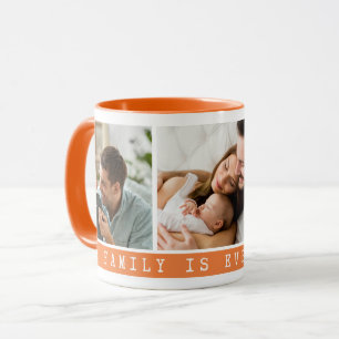 3 Picture Multi Photo Collage Family Quote  Orange Mug