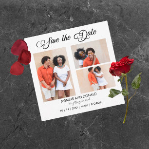 3 Pictures Flat Wedding Save The Date Card