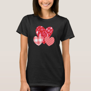 3 Pink Hearts Love Leopard Plaid Polka Dots Valent T-Shirt