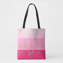 3 Pink Stripes Beach Please Gold Glitter