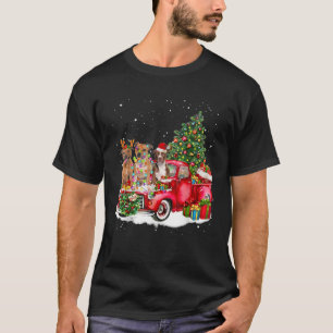 3 Pitbull Truck Christmas Light Tree Reindeer Sant T-Shirt