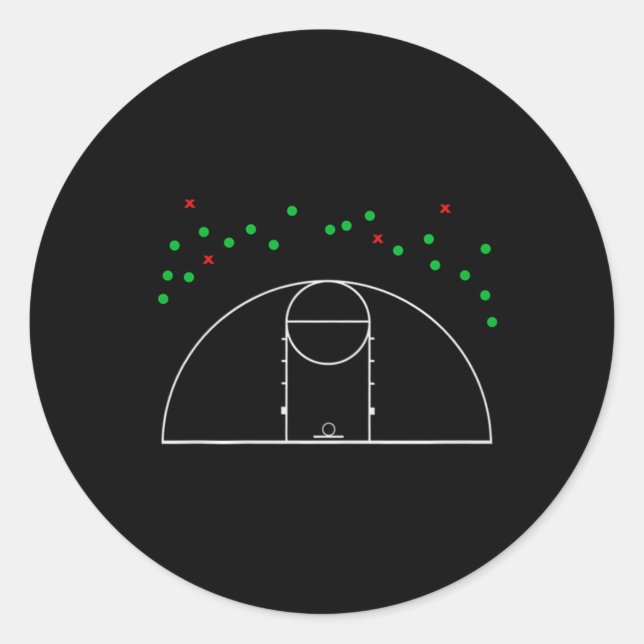 3-Point Shooter Shot Chart Range Funny Basball Classic Round Sticker (Front)