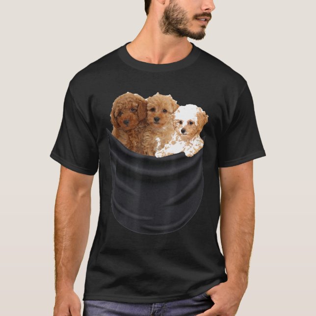 3 Poodle Dog In Pocket Funny Gift For Men Women T-Shirt (Front)