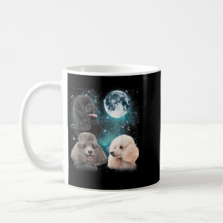 3 Poodle Moon Howling Poodle Head Funny Gifts For Coffee Mug