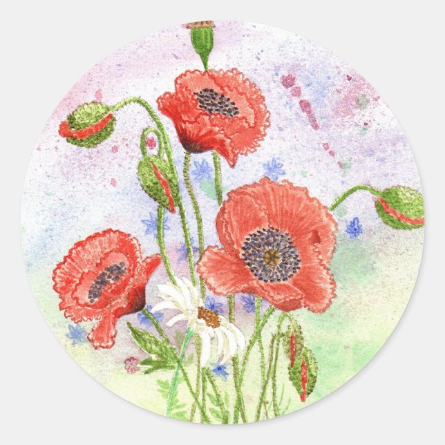 '3 Poppies' Sticker (Front)