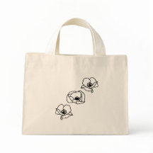 3 Poppy Boho Chic Minimalistic Grocery Tote Bag