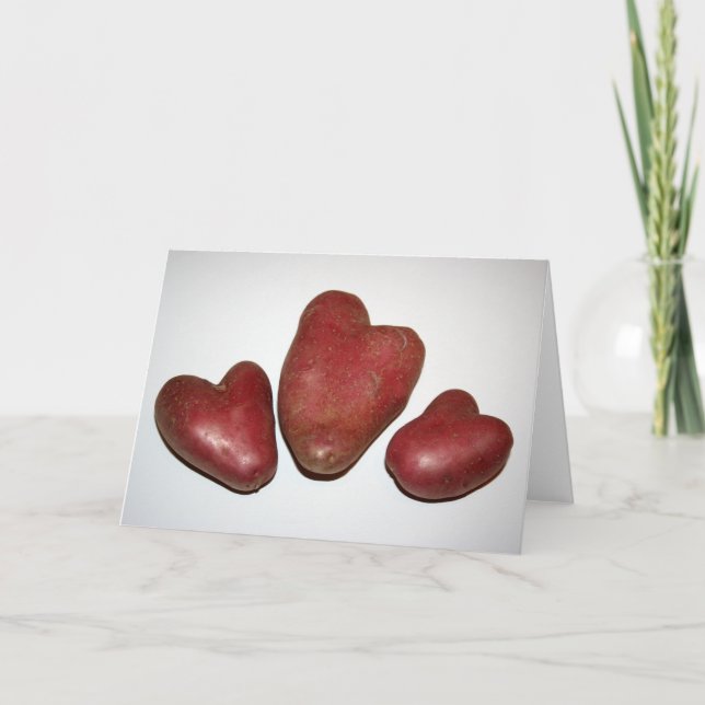 3 Potatoes Heart The Potato Family Greeting Card (Front)