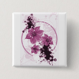 3 Pretty Flowers - Pink 15 Cm Square Badge