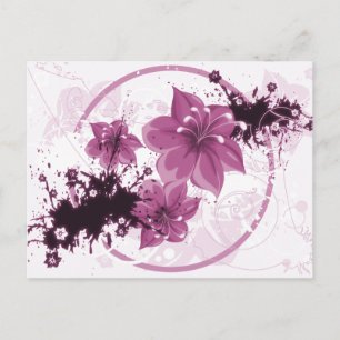 3 Pretty Flowers - Pink Postcard