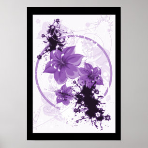 3 Pretty Flowers - Purple Poster