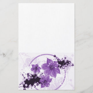 3 Pretty Flowers - Purple Stationery