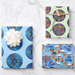 3 Pretty Happy Hanukkah Wrapping Paper Gift Wrap<br><div class="desc">3 Pretty Happy Hanukkah Wrapping Paper Gift Wrap</div>