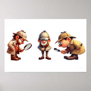 3 Private Investigators searching for clues Poster