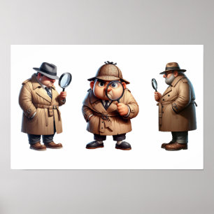 3 Private Investigators searching for clues Poster
