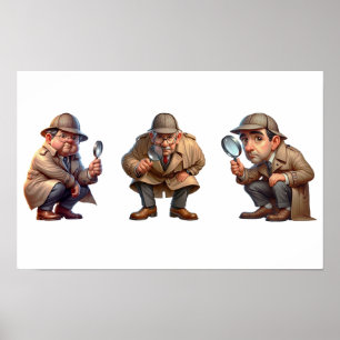 3 Private Investigators searching for clues Poster
