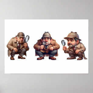 3 Private Investigators searching for clues Poster