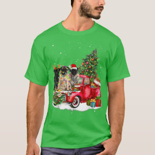 3 Pug Truck Christmas Light Tree Reindeer Santa Xm T-Shirt