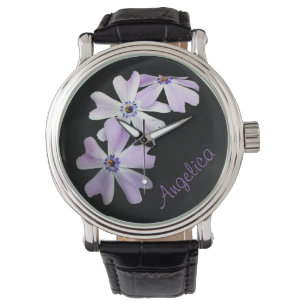 3 Purple Flowers Personalised Watch