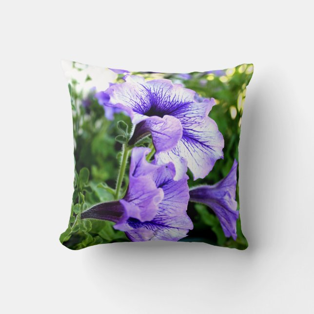 3 Purple Petunia Throw Pillow (Front)