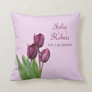 3 Purple tulips anniversary Cushion