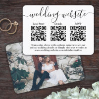 3 QR Codes Wedding Website Simple Photo Enclosure