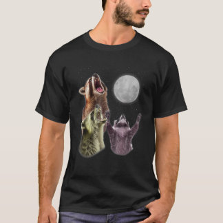 3 Racoon Moon Howling Funny Racoon Animal Lover Z T-Shirt